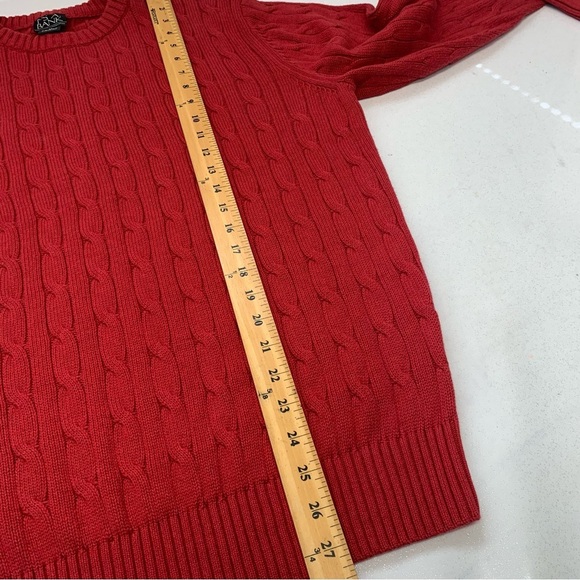 Jos A Bank Chunky Crew Neck Sweater Men Medium Red 100% Cotton Business Casual - Picture 10 of 10